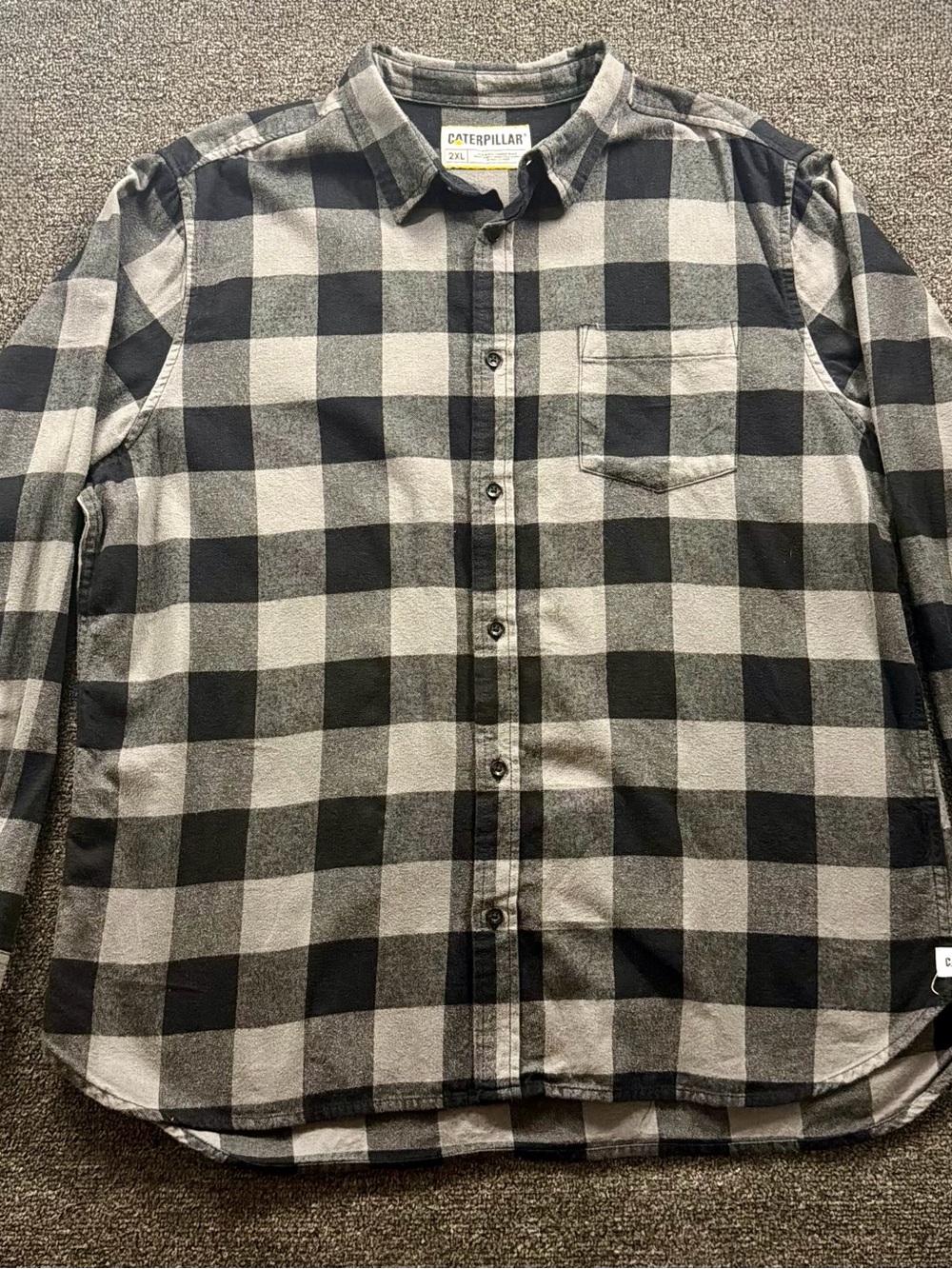 Caterpillar Black and White Buffalo Plaid Button-Down Shirt